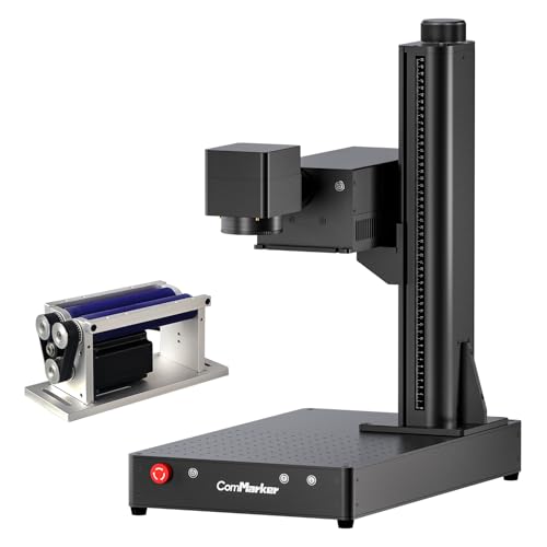ComMarker 5W UV-Lasermarkiermaschine mit 2 Linsen, kompatibler Lightburn- und rotierender Luftkühlungs-UV-Lasergravierer für Glas, Metall, Holz, Kunststoff, Schmuck (Omni 1, Omni 1 + Roller) von ComMarker