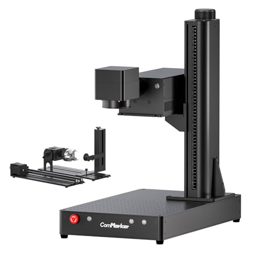 ComMarker 5W UV-Lasermarkiermaschine mit 2 Linsen, kompatibler Lightburn- und rotierender Luftkühlungs-UV-Lasergravierer für Glas, Metall, Holz, Kunststoff, Schmuck (Omni 1, Omni 1 +5 in 1) von ComMarker