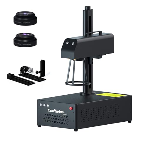ComMarker B4 100W Mopa-Faserlaser-Graviermaschine, mit rotierenden 2 Linsen, tragbare Lasermarkiermaschine für Metall, Laserschneiden und -reinigen, kompatibel mit Lightburn von ComMarker