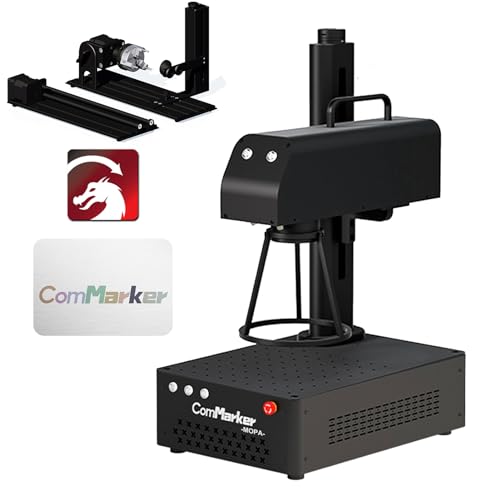 ComMarker B4 30W JPT Mopa Farblasergravurmaschine mit R5-Rotation, unterstützt LightBurn, Laserbeschriftungsmaschine, Desktop-Handgerät, 2 Linsen,Laserschneider für Metall,Edelstahl,Schmuck von ComMarker