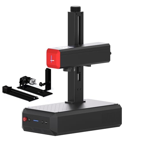 ComMarker B6 Mopa Faserlaser-Graviermaschine mit Autofokus-Bildschirm, tragbare Lasergravur, Farbmarkierung, 15 cm x 15 cm, kompatibel mit Lightburn (Rotary Bundle, B6 MOPA 60W) von ComMarker