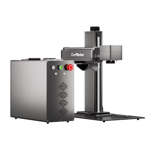 ComMarker Titan 200W JPT Mopa Faserlaser-Graviermaschine mit 2 optionalen Linsen, motorisierter Elevation, Farbmarkierung, 8K HD Präzision Ideal für Metall, Kunststoff und Schmuck,LightBurn von ComMarker