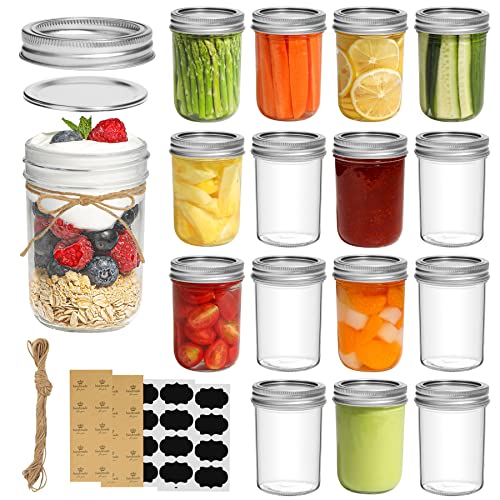 ComSaf 250ml Einmachgläser mit Deckel 16 Stück Mason jar, Vorratsgläser für Lebensmittel für selbstgemachte Lebensmittel,Marmelade, Honig,Joghurt,Gurken und Bohnen mit Etiketten Marmeladengläser von ComSaf