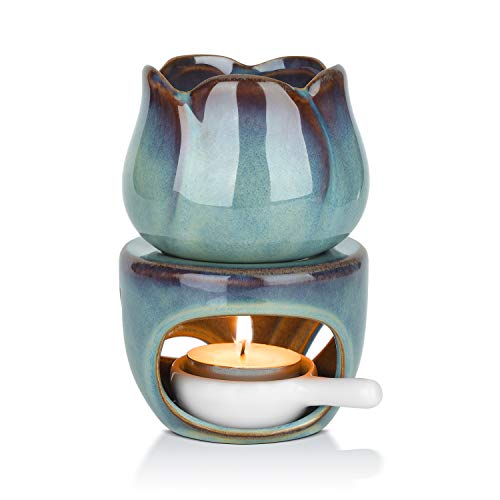 ComSaf Duftlampe für ätherische Öle, mit Teelichtlöffel, Abnehmbarer Aromatherapie-Brenner aus Blauer Keramik, Aroma-Öl-Kerzendiffusor, Duftwachstörtchen für Zuhause, Schlafzimmer, Dekoration ComSaf Duftlampe für ätherische Öle, mit Teelichtlöffel, Abnehmbarer Aromatherapie-Brenner aus Blauer Keramik, Aroma-Öl-Kerzendiffusor, Duftwachstörtchen für Zuhause, Schlafzimmer, Dekoration von ComSaf