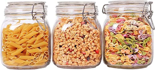 ComSaf Einmachgläser 1L mit Bügelverschluss 3er-Set Vorratsglas, Vorratsgläser mit Deckel, Versiegelt Fermentierglas, Einmachglas 1L Geeignet für Küchenkonserven, Müsli, Zucker, Spaghetti Aufbewahrung von ComSaf
