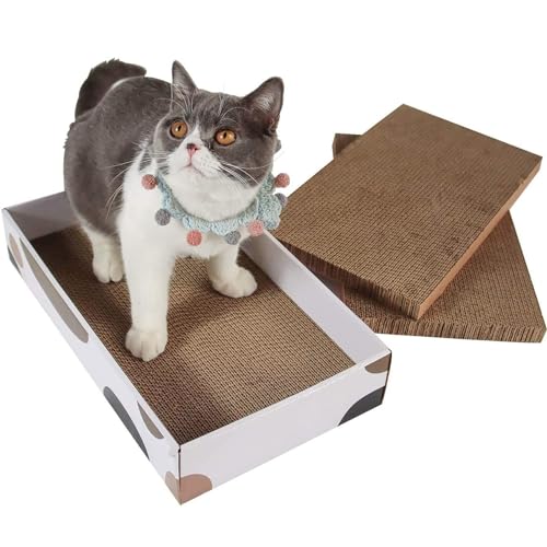 ComSaf 3er-Set Katzen Kratzbrett, Katzen Spielzeug Wellpappe Kratzbrett, Recycelbar katzenkratzbretter und Qualitäts kratzpappe für Katzen, 43 x 26 x 2.5 cm von ComSaf