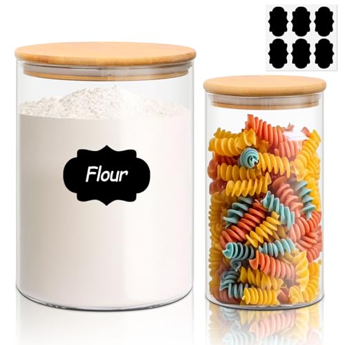 ComSaf Vorratsgläser mit Deckel 3000ml/1200ml, 2er Set Φ15cm Vorratsdosen mit Deckel Zylinder Glas Runde, Glasbehälter Aufbewahrung Luftdicht wie Spaghetti, Pasta, Nudeln, Mehl, Kaffeebohnen von ComSaf