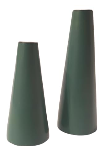 2er Set Teelichthalter aus Holz lackiert grün (Durchmesser 6,5 cm x Höhe 14,5 cm - Durchmesser 7 cm x Höhe 20 cm) von Pandecor
