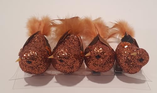4 Stück Glitzer Vögel Kupfer mit Clip 5 cm von Comarco Sa