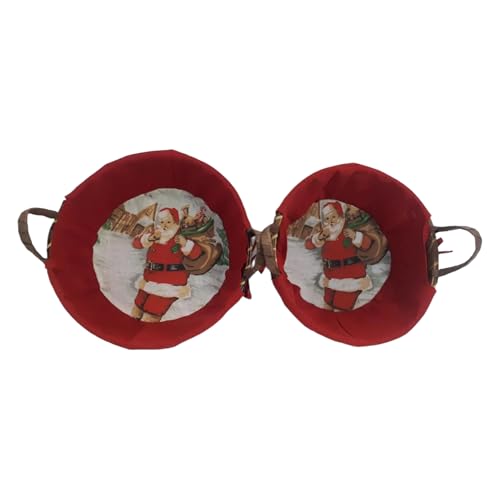 Comarco Sa Set mit 2 runden Weidenkörben und Stoff, Motiv: Weihnachtsmann, 23 x 9 cm, 25 x 9 cm von Comarco Sa