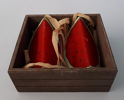 Set mit 2 Kerzen, Scheiben Wassermelone, 10 cm von Pandecor