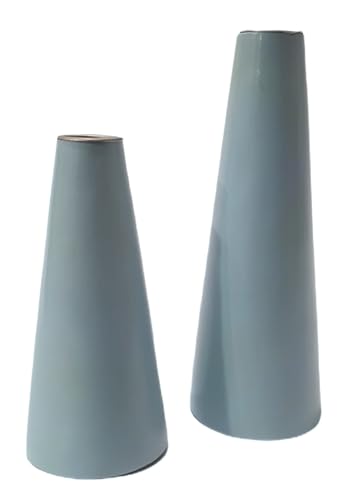 Set mit 2 Teelichthaltern aus lackiertem Holz, hellblau (Durchmesser 6,5 cm x Höhe 14,5 cm - Durchmesser 7 cm x Höhe 20 cm) von Comarco Sa