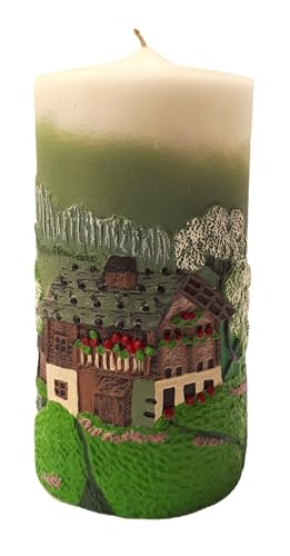 Stumpenkerze Deko Hütte 8 x 17 cm von Pandecor