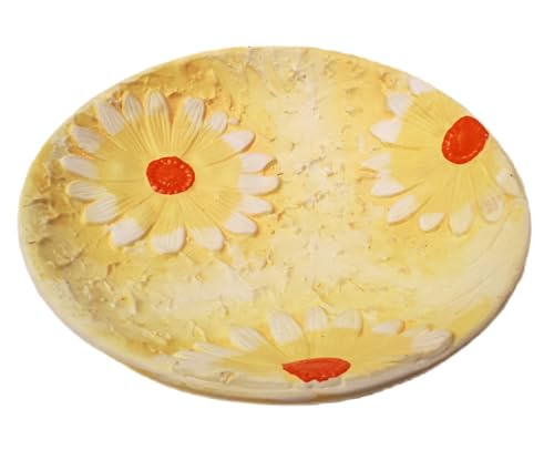 Terrakotta-Teller mit Gänseblümchen, Durchmesser 20 cm von Comarco Sa