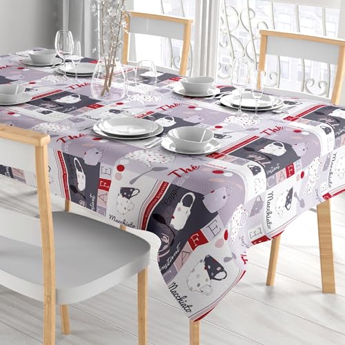 Comart, Colours Tischdecke, 100% Polyester, schmutzabweisend, für Tisch, Küche, Bedruckt, Kaffeebraun, rechteckig, 132 x 228 cm von Comart