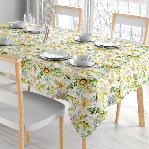 Comart, Colours Tischdecke, 100% Polyester, schmutzabweisend, für Tisch, Küche, Blumenmuster, rechteckig, 132 x 178 cm von Comart