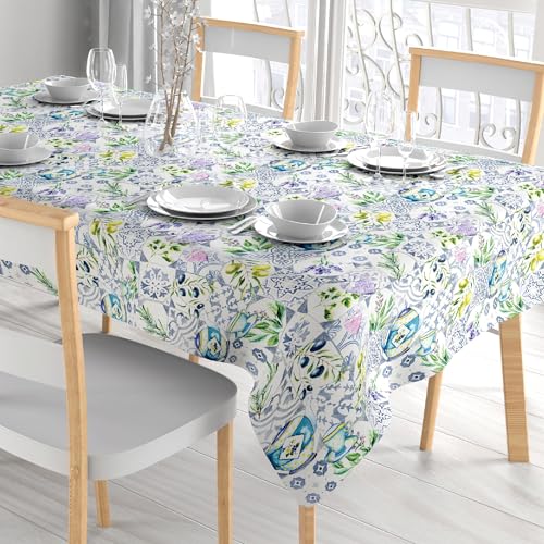 Comart, Colours Tischdecke, 100% Polyester, schmutzabweisend, für Tische in der Küche und im Freien, maschinenwaschbar, langlebig und elegant, rechteckig 132 x 178 cm, Dekordruck aus Tile, von Comart