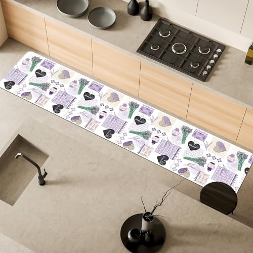 Comart - Küchenteppich Malaga - Läufer 100% PVC - Schmutzabweisend - rutschfest - Wasserdicht - Maschinenwaschbarer Teppich - Moderner Flur für Küche und Flur - Lavendel - 55 x 270 cm von Comart