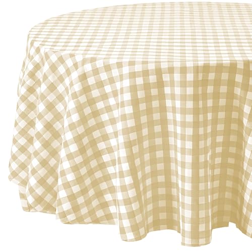 Comart, Tischdecke, rechteckig, 100% Polyester, schmutzabweisend, für Tisch, Küche, Beige, Durchmesser 150 cm von Comart