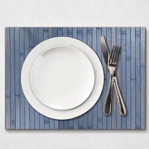 Comart, Tischset Bambus Edge, Set 4 Stück für den Tisch, Frühstück, Mittagessen, Abendessen, hitzebeständig, Bambus, Blau, 30 x 45 cm von Comart