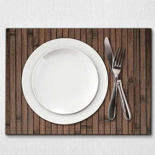 Comart, Tischset Bambus Edge, Set 4 Stück für den Tisch, Frühstück, Mittagessen, Abendessen, hitzebeständig, Bambus Chocolate, 30 x 45 cm von Comart
