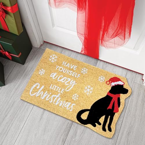 Comart, Weihnachts-Fußmatte, Weihnachts-Fußmatte aus Kokosfaser, Bunte Weihnachtsdekorationen, Eingang im Innen- oder Außenbereich, rutschfest, Partyzubehör, Design Weihnachtshund, 40 x 70 cm von Comart