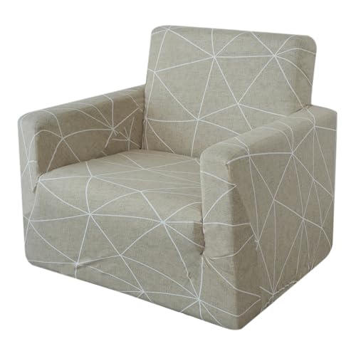 Comart - Fashion Sofabezug – Sesselbezug für 1-Sitzer – elastisch mit Armlehnen – Rutschfester Bezug – schmutzabweisend und Kratzfest – atmungsaktiv – maschinenwaschbar – geometrisches Beige von Comart