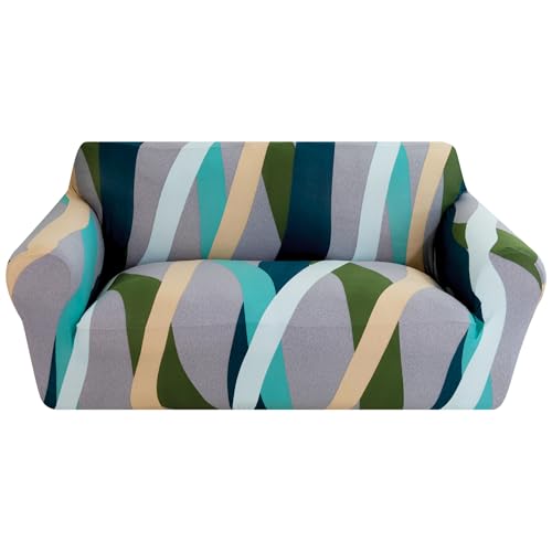 Comart - Fashion Sofabezug – Sofabezug für 2-Sitzer-Sofa – elastisch mit Armlehnen – Rutschfester Bezug – schmutzabweisend und Kratzfest – atmungsaktiv – maschinenwaschbar – Bunte Streifen Comart - Fashion Sofabezug – Sofabezug für 2-Sitzer-Sofa – elastisch mit Armlehnen – Rutschfester Bezug – schmutzabweisend und Kratzfest – atmungsaktiv – maschinenwaschbar – Bunte Streifen von Comart