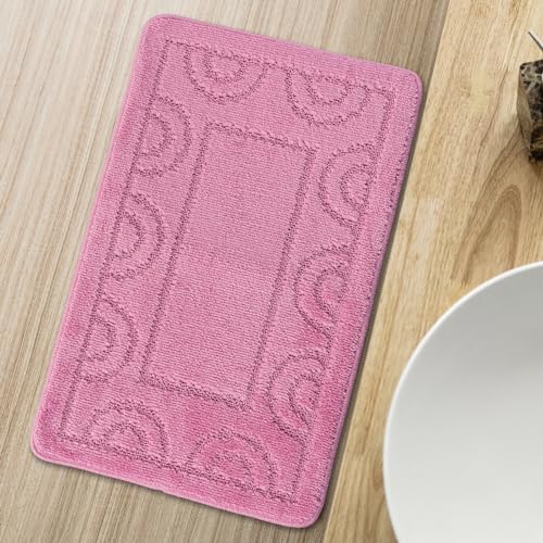 Comart - Nicole Badezimmerteppich - rechteckig 50 x 80 cm - rutschfeste Latexunterlage - schnelltrocknend und atmungsaktiv - Maschinenwaschbar - Dusch- und Badewanneneinlagen - einfarbig - Rosa von Comart