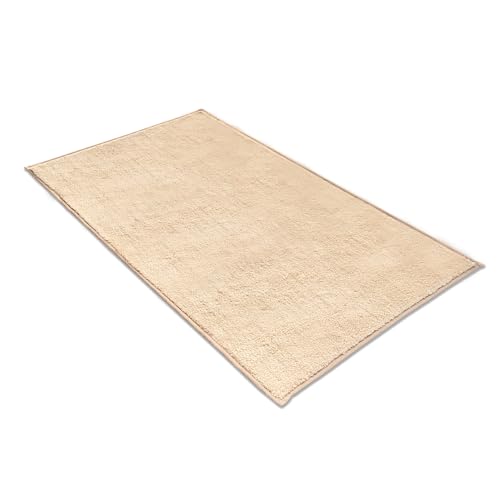 Comart - Puffy Möbelteppich - Modernes Design - Maschinenwaschbar - rutschfeste Unterseite - Super Weich - Kurzflor - Teppich für Wohnzimmer und Schlafzimmer - Beige - Rechteckig 40 x 60 cm von Comart