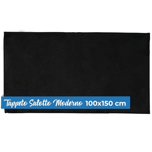 Comart - Puffy Wohnteppich - Modernes Design - Maschinenwaschbar - rutschfeste Unterseite - Super Weich - Kurzflor - Wohnzimmer Und Schlafzimmer Teppich - Schwarz - Rechteckig 100 x 150 cm von Comart