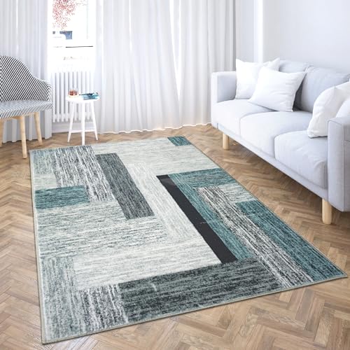 Comart Shedir d'Decor Teppich, Grau und Hellblau, für Wohnzimmer, Badezimmer, Schlafzimmer, 133 x 200 cm von Comart