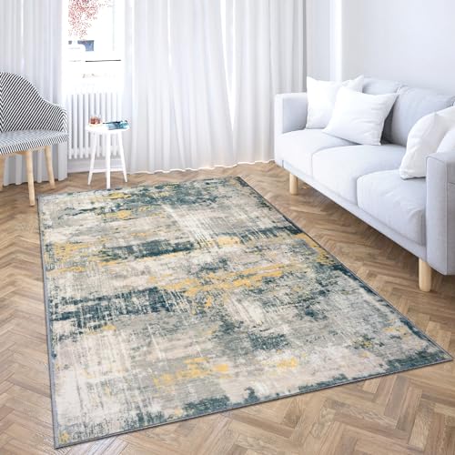 Comart Shedir d'Decor Teppich, Grau und Ocker, für Wohnzimmer, Badezimmer, Schlafzimmer, 133 x 200 cm von Comart