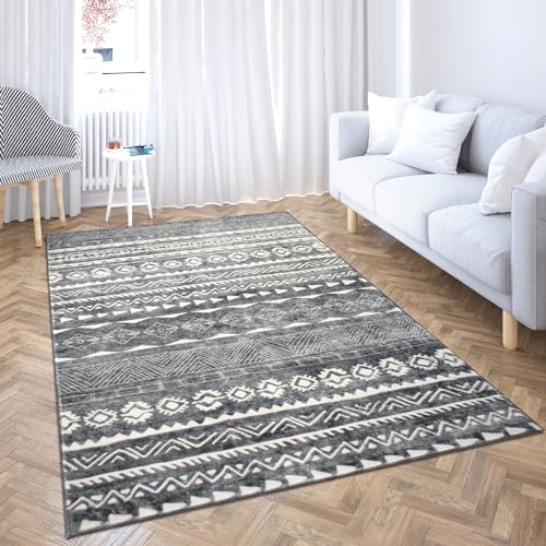 Comart Shedir d'Decor Teppich, Grau und Weiß, für Wohnzimmer, Badezimmer, Schlafzimmer, 133 x 200 cm von Comart