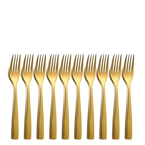 10er SET COMAS 6099 Kuchengabel BARCELONA GOLD Edelstahl 18/10 / PVD-Beschichtung/Gold-Finish von Comas