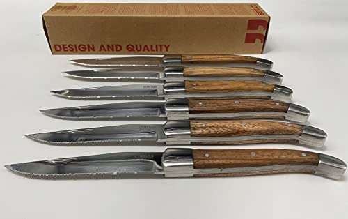 Comas 6er Set Steakmesser Holzgriff Edelstahl Steakbesteck Grillbesteck Messer Messerset Pizzamesser Alps von Comas