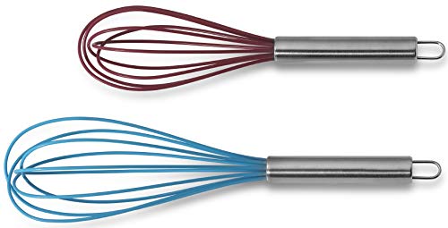 Comas Profi Schneebesen 2-teilig, Edelstahlgriff, Silikon, Rührbesen, robust, Handschneebesen, Ballonschneebesen, Whisk Set, Schaumschläger, Spiralschneebesen von Comas