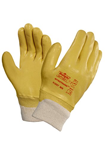 Ansell Nitrotough N250Y Arbeitshandschuhe, Ölabweisender Mehrzweckhandschuhe, Mechanikschutz-Handschuh, Industrie PSA, Gelb, Größe XL (12 Paar) von Ansell