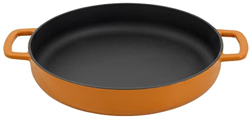 COMBEKK Gusseisenpfanne, Dutch Oven, 100% Recycelt, 28cm, 2 seitengriffen Für alle Herdarten, Orange von COMBEKK