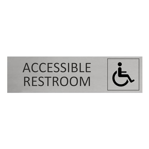 CombiCraft Aluminium Türschild Accessible Restroom 165x45mm mit 3M-Tape zur Befestigung, einfache Kennzeichnung von Räumen und Bereichen von CombiCraft