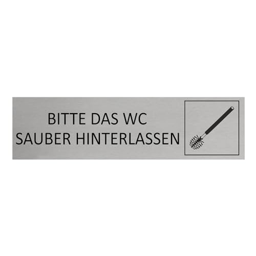CombiCraft Aluminium Türschild Bitte das WC sauber hinterlassen 165x45mm mit 3M-Tape zur Befestigung, einfache Kennzeichnung von Räumen und Bereichen von CombiCraft