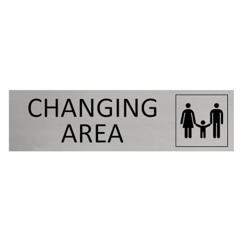 CombiCraft Aluminium Türschild Family Changing Area 165x45mm mit 3M-Tape zur Befestigung, einfache Kennzeichnung von Räumen und Bereichen von CombiCraft