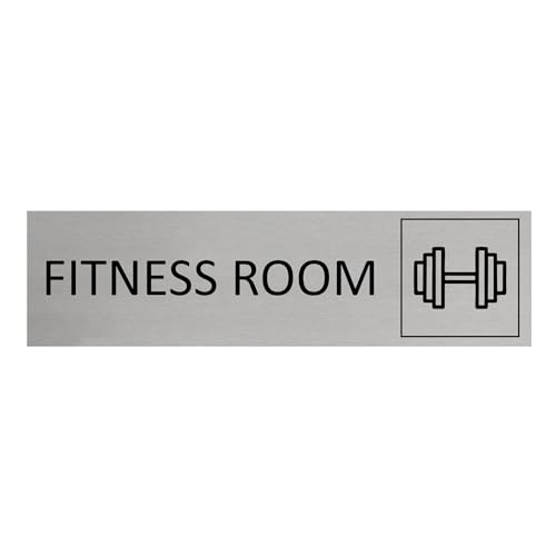 CombiCraft Aluminium Türschild Fitness Room 165x45mm mit 3M-Tape zur Befestigung, einfache Kennzeichnung von Räumen und Bereichen von CombiCraft