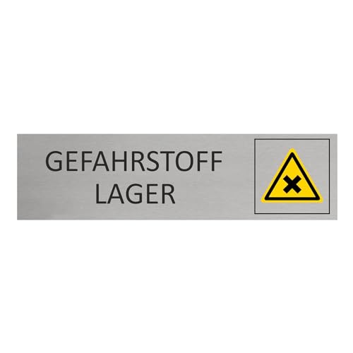 CombiCraft Aluminium Türschild Gefahrstofflager 165x45mm mit 3M-Tape zur Befestigung, einfache Kennzeichnung von Räumen und Bereichen von CombiCraft