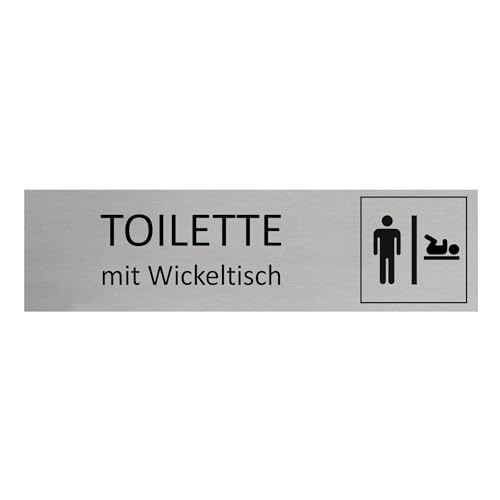 CombiCraft Aluminium Türschild Herren-WC mit Wickeltisch 165x45mm mit 3M-Tape zur Befestigung, einfache Kennzeichnung von Räumen und Bereichen von CombiCraft