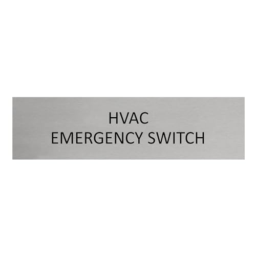 CombiCraft Aluminium Türschild Hvac Emergency Switch 165x45mm mit 3M-Tape zur Befestigung, einfache Kennzeichnung von Räumen und Bereichen von CombiCraft