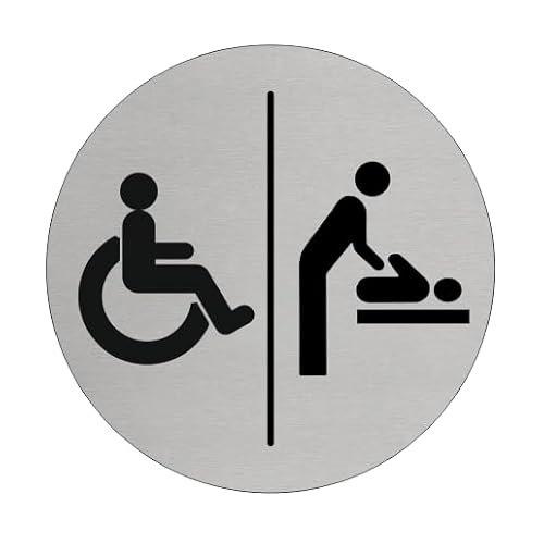 CombiCraft Aluminium Türschild 'Invalid und Wickeltisch' - Klare Kennzeichnung - 75mm Durchmesser - Befestigung mit 3M-Klebeband - Geeignet für Kindertagesstätten und öffentliche Räume CombiCraft Aluminium Türschild 'Invalid und Wickeltisch' - Klare Kennzeichnung - 75mm Durchmesser - Befestigung mit 3M-Klebeband - Geeignet für Kindertagesstätten und öffentliche Räume von CombiCraft