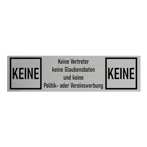 CombiCraft Aluminium Türschild Keine Verkaufsvertreter, Glaubensverkünder etc. 165x45mm mit 3M-Tape zur Befestigung, einfache Kennzeichnung von Räumen und Bereichen von CombiCraft