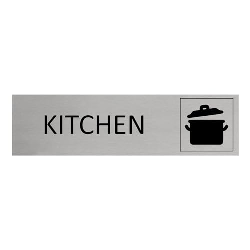 CombiCraft Aluminium Türschild Kitchen 165x45mm mit 3M-Tape zur Befestigung, einfache Kennzeichnung von Räumen und Bereichen von CombiCraft