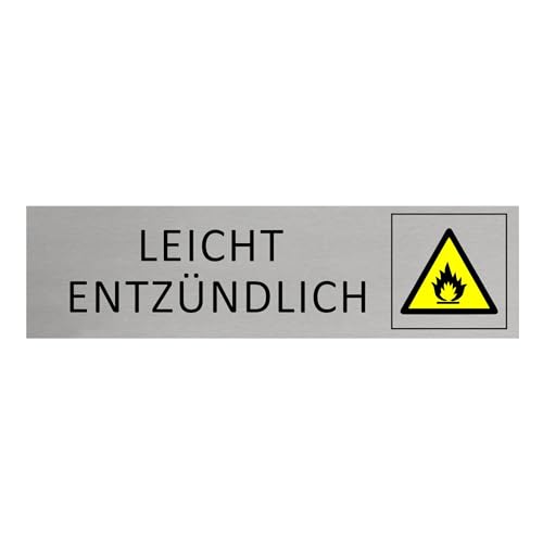 CombiCraft Aluminium Türschild Leicht entzündlich 165x45mm mit 3M-Tape zur Befestigung, einfache Kennzeichnung von Räumen und Bereichen von CombiCraft